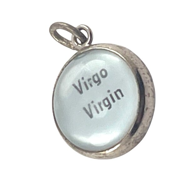 Virgo Zodiac Pendant Charm Glass Bubble Blue Sterling Enamel Astrology Jewelry S - Picture 5 of 6